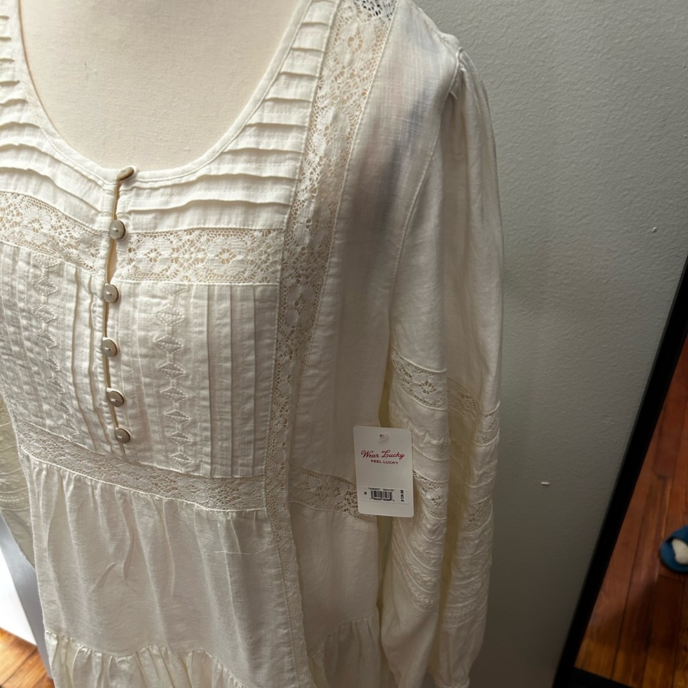 NWT Lucky Brand Cream Dress Size Medium with Special Detailing and Lining - Picture 7 of 16